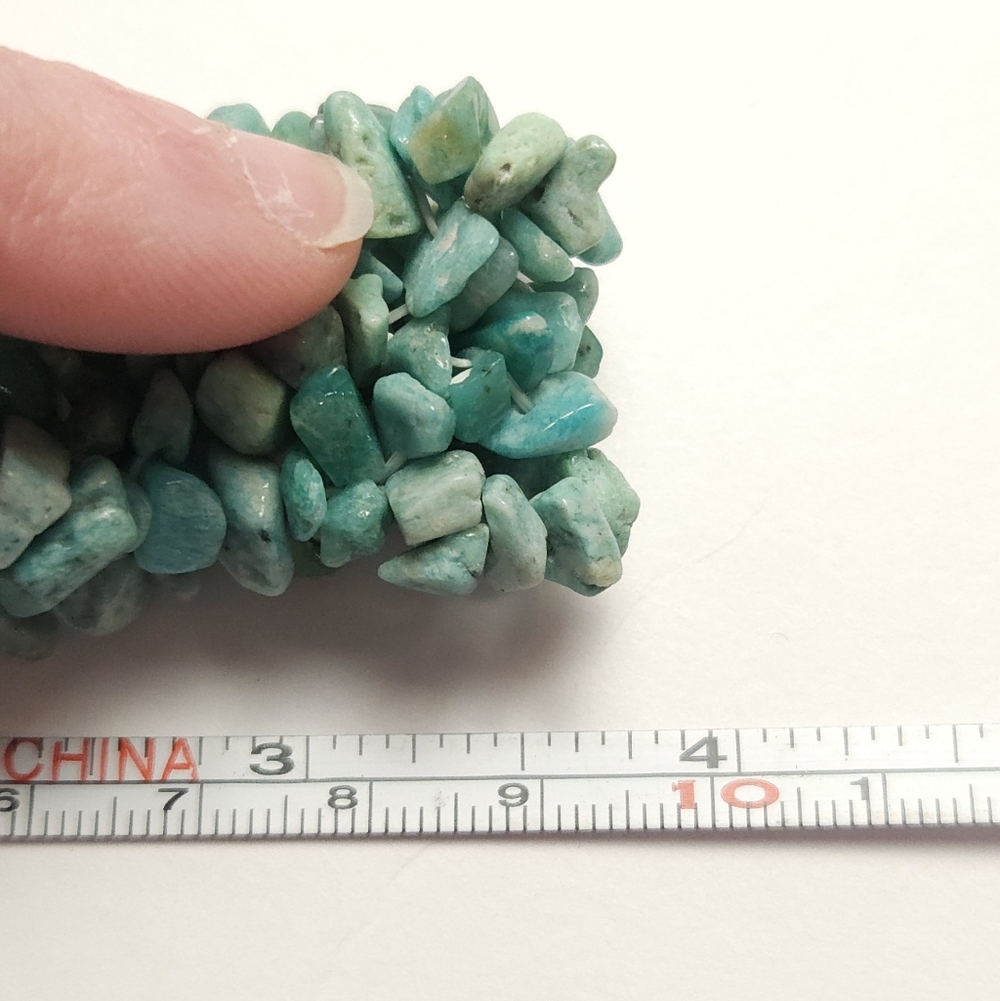 Handmade Amazonite Stone Chip Stretch Bracelet - Picture 3 of 10